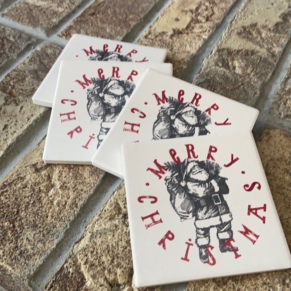 Last Set❗️Modern Farmhouse Traditional Santa Claus Christmas Holiday Coaster Set - Picture 2 of 4